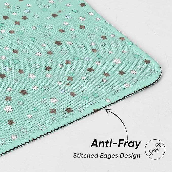 Premium Stitched Mouse Pad 10.2 x 8.3 in | Smooth, Washable Desk Mat with Non-Slip Base | Personalized Cute MousePads for Gaming,Work,Laptop, Computer, Office, Home (Mint Chocolate Star)