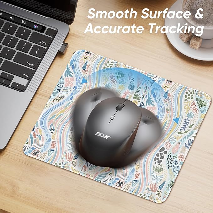 Premium Stitched Mouse Pad 10.2 x 8.3 in | Smooth, Washable Desk Mat with Non-Slip Base | Personalized Cute MousePads for Gaming,Work,Laptop, Computer, Office, Home (Sea wave)