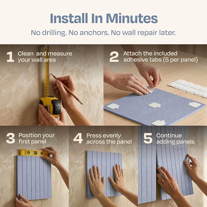 X-Large Cork Board Alternative 12-Pack Felt Bulletin Board Thick and Decorative Pin Board for Home Office Walls 47.24 x 35.43 Inches with 72 Adhesive Tabs - [Dusky Gray]