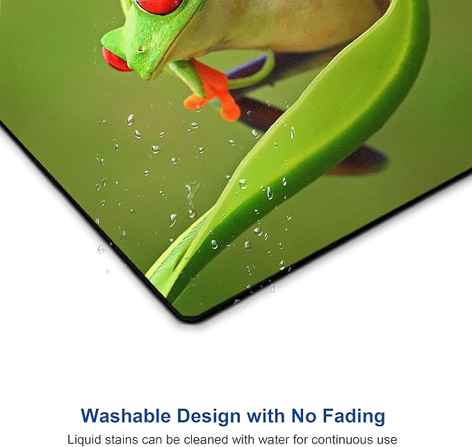 Green Mouse Pad Cute Frog Design Computer Laptop Mouse Pad Kawaii Office Decoration with Anti-Slip Rubber Base Washable Small Mousepad 9.5 X 7.9 Inch