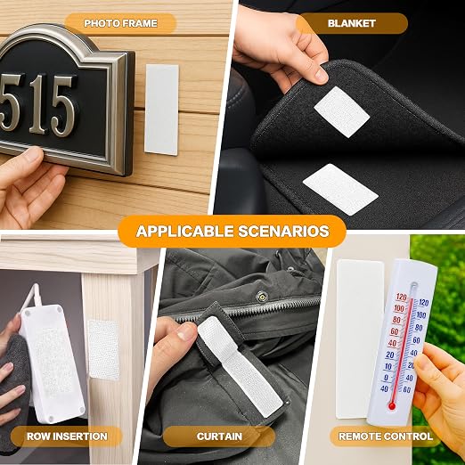 1x3 Inch Hook and Loop Strips, 20 Sets Nylon Self Adhesive Tape, Double Sided Strong Back Adhesive Tape and Dots for Office, Home and Crafting, Heavy Duty, White