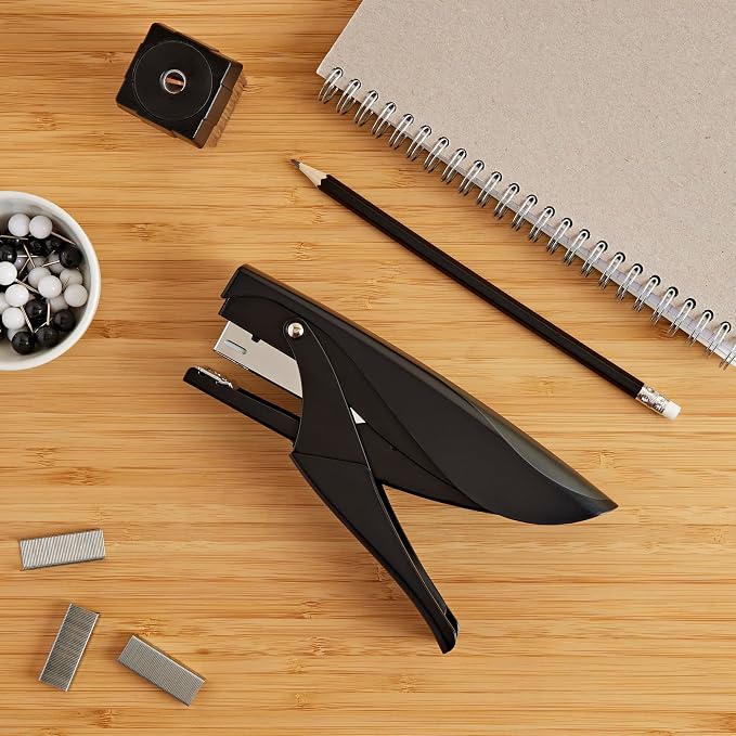 Amazon Basics Effortless Handheld Plier Stapler, 25 Sheet Capacity, Heavy Duty, Black (Pack of 2)