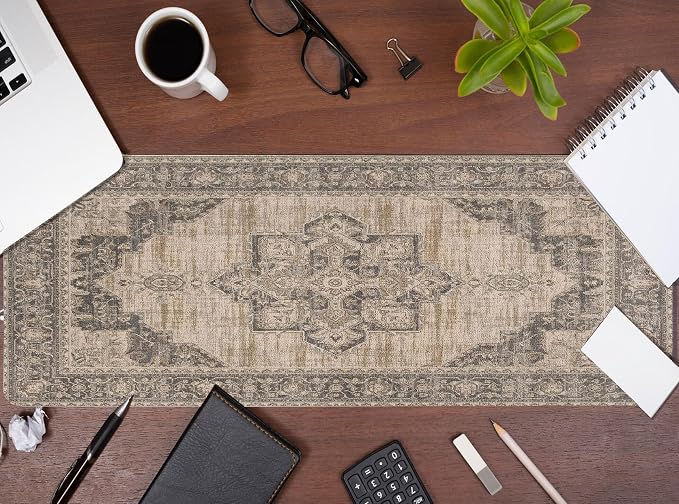 Boho Rug Mouse Pad, Retro Rug Boho Desk Mat 31.5x11.8 | carpet mouse pad Large, Vintage full desk mousepad, Boho Gaming Mousepad, Vintage Office Decoration