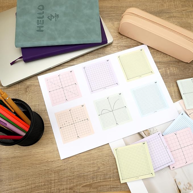 Mr. Pen- Graph Paper Sticky Notes, 6 Pads, 3x3 Inch, Pastel Colors | Graph Sticky Notes, Math Graph Paper, Graphing Sticky Notes, Grid Sticky Notes, Grid Notepad, Mini Graph Paper