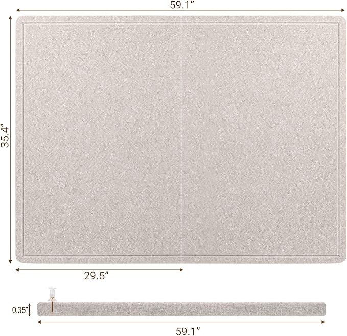 AKTOP Foldable Felt Bulletin Board for Wall, 60x36 inches, Latte | Large Cork Board Alternative with 25 Pushpins, Decorative Photo Display Board Pin Board 5x3, For Home, Office & School