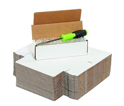 Box USA Small Shipping Boxes 7"L x 4"W x 2"H, 50-Pack - White Box Crush-Proof Mailers for Packaging, Storage, Gifts or Bulk Business Orders