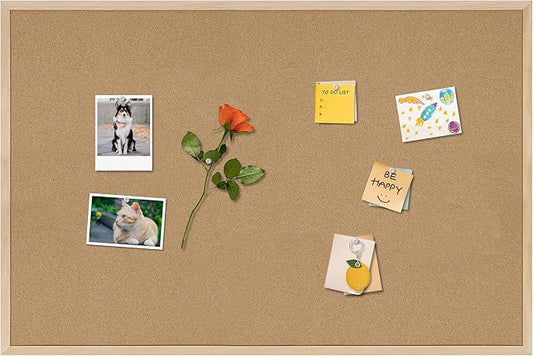 Cork Board Bulletin Board,36x24 Cork Board for Office with Pin Oak Wood Boards,Message Board or Vision Board Decoration.