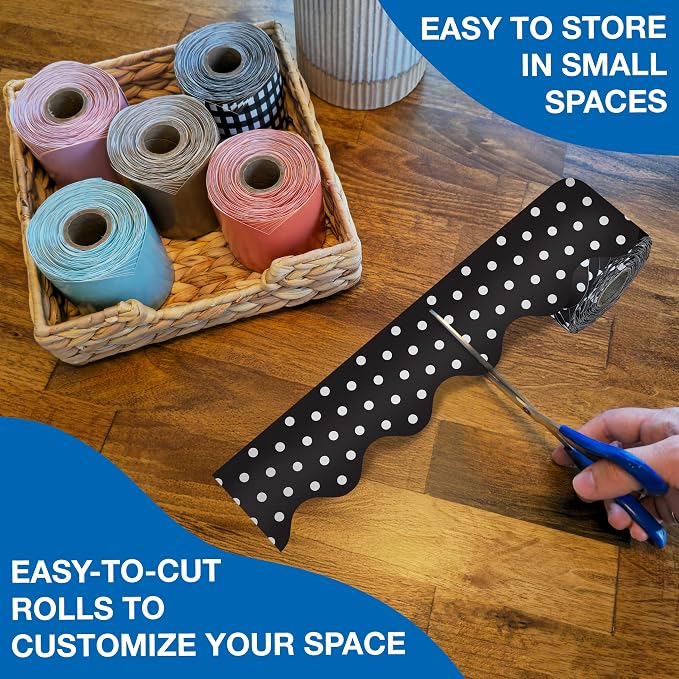 Carson Dellosa Polka Dot Bulletin Board Border Sets for Classrooms, 3 Pack | Black and White Polka Dot Farmhouse Classroom Décor, Teacher Supply, School, Office Cork or Whiteboard, Wall, Locker
