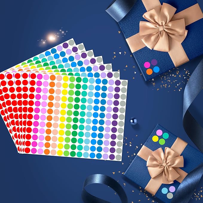 3600 PCS Colored Dot Stickers,1/2" Round Sticker 15 Colors Coding Labels | EgretLFsail Small Circle Dots Label for Office and Classroom Organization (Multicolored)