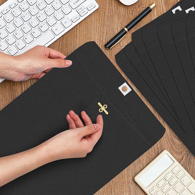 Geyee 20 Pcs 9 x 12 Inch Clasp Envelopes Letter Size Mailing Envelopes with Clasp Closure for Filing Storing Documents Office Home Business School (Black)