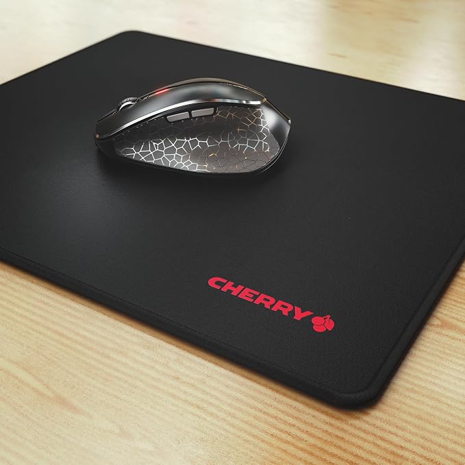 Cherry MP 1000, Premium Mouse Pad in XL (13.78" x 11.81" x 0.20"), Smooth Fabric Surface for Precision, Sewn Edges, Non-Slip Bottom, Rollable, Comfortable, Black