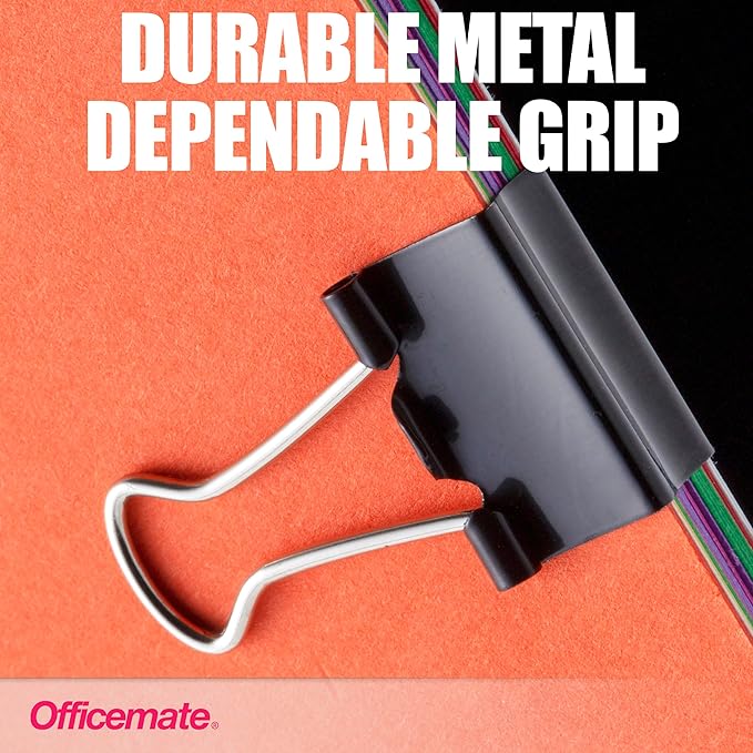 Officemate Mini Binder Clips, 144 Count (12 Boxes of 12 Clips), Heavy-Duty Metal Handles, Black Paper Fasteners for Office, School & Home Organization (99010)