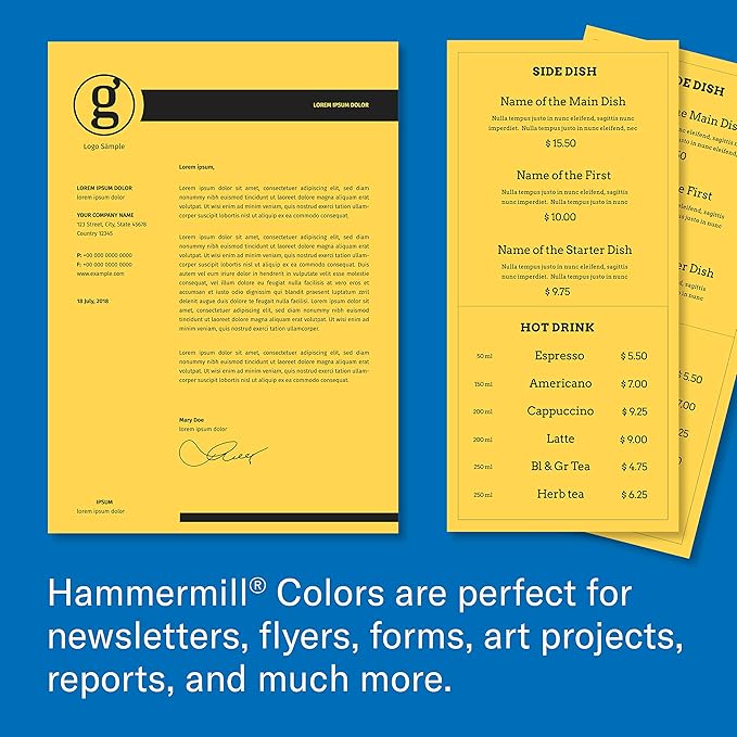 Hammermill Colored Paper, 20 lb Goldenrod Printer Paper, 8.5 x 14-10 Ream (5,000 Sheets) - Made in the USA, Pastel Paper, 103150C