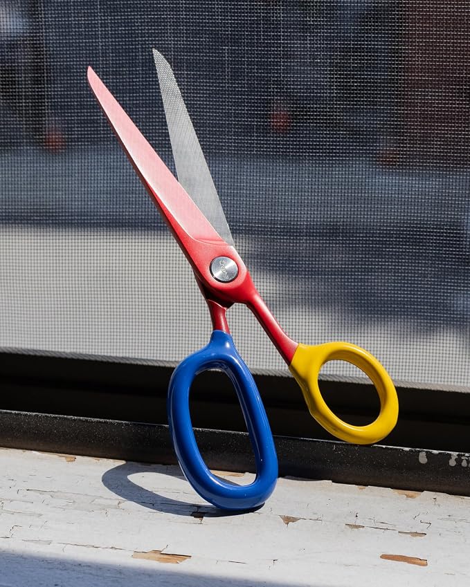 Chroma Scissors - 8.5” Heavy Duty Stainless Steel All Purpose Scissors for Office Supplies, Crafts & Home, Ultra Sharp, Comfort Grip Handles (Red)