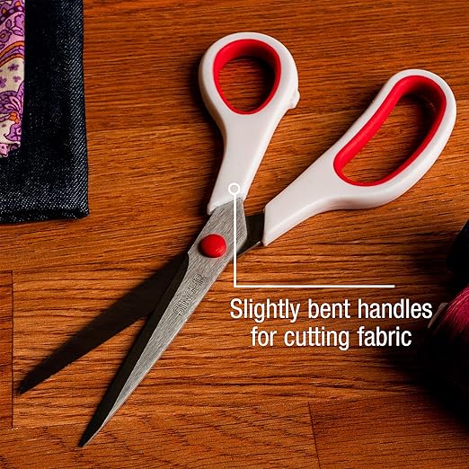 SINGER Fabric Scissors with Comfort Grip, 1-pack, Red & White