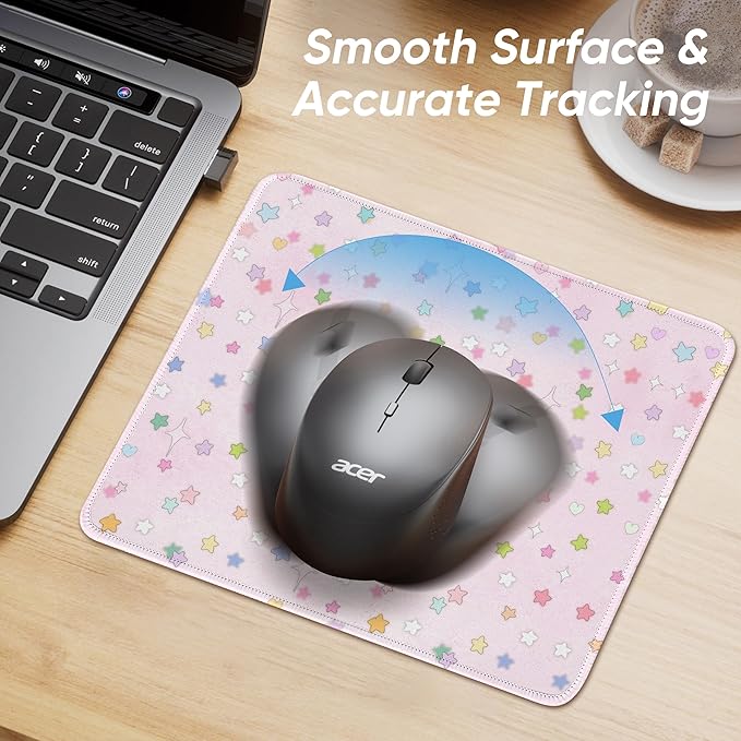 Premium Stitched Mouse Pad 10.2 x 8.3 in | Smooth, Washable Desk Mat with Non-Slip Base | Personalized Cute MousePads for Gaming,Work,Laptop, Computer, Office, Home (Colorful Stardust)