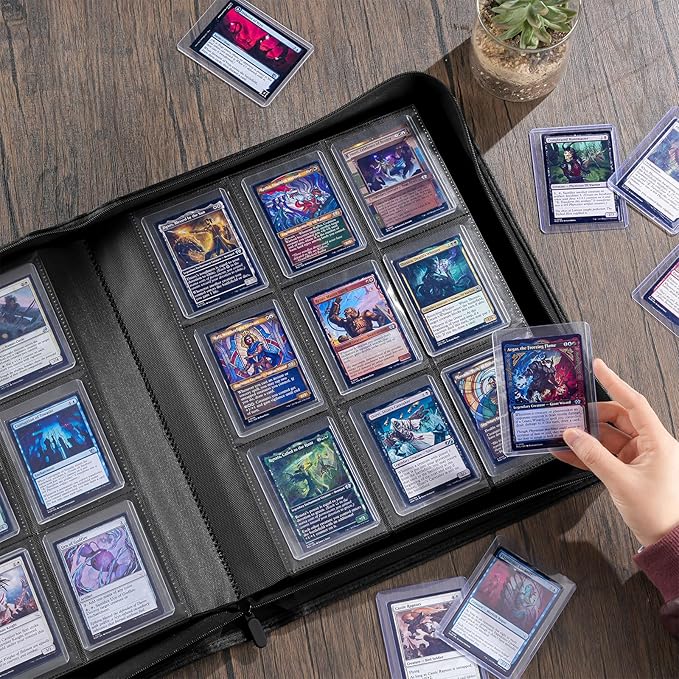 ProCase Top Loader Binder, 9 Pocket Holds 324 Toploaders, Waterproof PU Leather with Non-PVC Pockets for Trading Cards or Sports Cards, Compatible with TCG, MTG in 3"x4" Toploader -Pink
