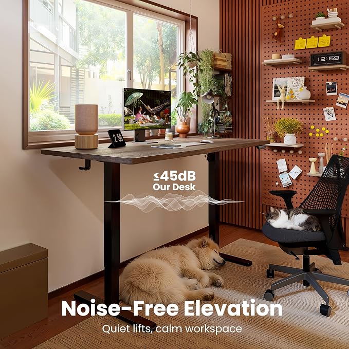 ErGear Height Adjustable Electric Standing Desk, 48 x 24 Inches Sit Stand up Desk, Memory Computer Home Office Desk, Dark Walnut