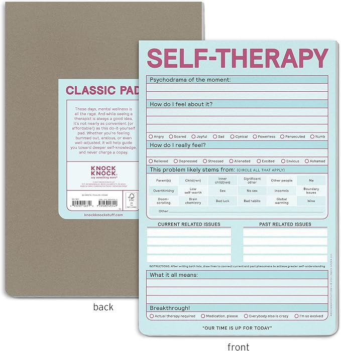 Knock Knock Self-Therapy Pad, Checklist Note Pad for Step-by-Step Stress Relief (Pastel Version), 6 x 9-inches