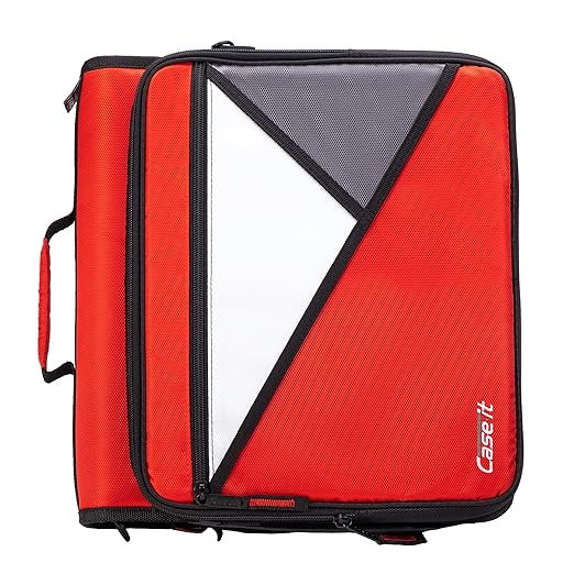 Case-it The Universal 2.0 Zipper Binder -1.5 Inch D-Ring - Removable Padded Pocket Holds Up to 13" Laptop/Tablet - Multiple Pockets - 350 Page Capacity - Comes with Shoulder Strap - Fire Red LT-207