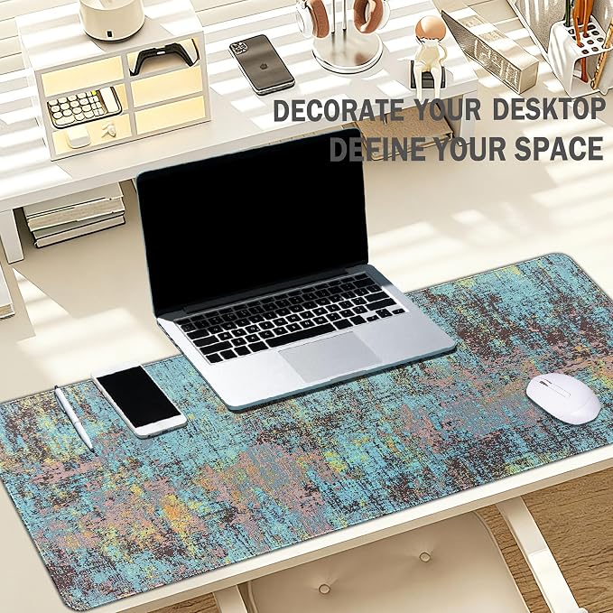 Vintage Blue Green Mouse Pad Gradient Desk Mat Retro Blue Green Rectangle Large Long Computer Mousepad, XL Mousepads Teal Desk Accessorie Office Supplies for Women Men 31.5x11.8