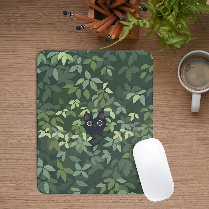 Anime Black Cat Square Mouse Pad,Cute Cat Mouse Pads for Wireless Mouse Desk Accessories,10"X8"Travel Mousepad with Non-Slip Rubber Base, Stitched Edge Mouse Pads for Desk,Computers,Laptop,Office Home