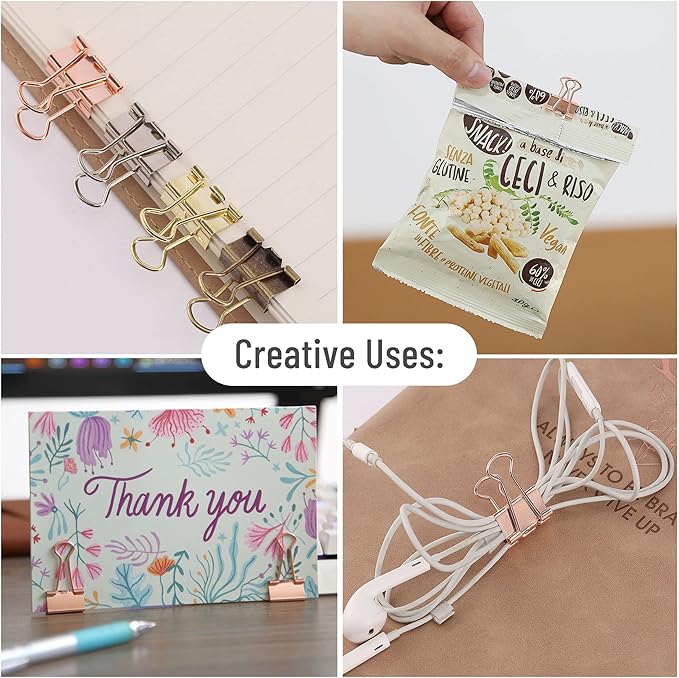 Mr. Pen- Small Binder Clips, 50 pcs, 0.75", Small Size, Rose Gold Metal Binder Paper Clips, Paper Clamps for Office Supplies, Home, School, Business, Document Organizing