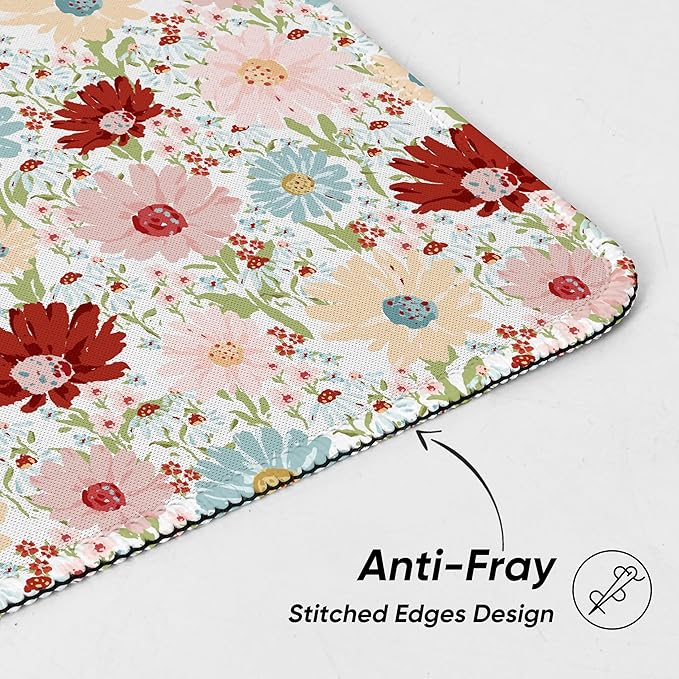 Premium Stitched Mouse Pad 10.2 x 8.3 in | Smooth, Washable Desk Mat with Non-Slip Base | Personalized Cute MousePads for Gaming,Work,Laptop, Computer, Office, Home (Colorful Daisy)
