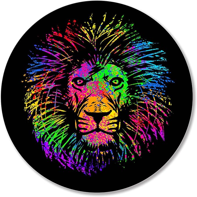 Mouse pad Small Computer Mouse pad with Round Watercolor Lion Design Office Non-Slip Rubber Mousepad