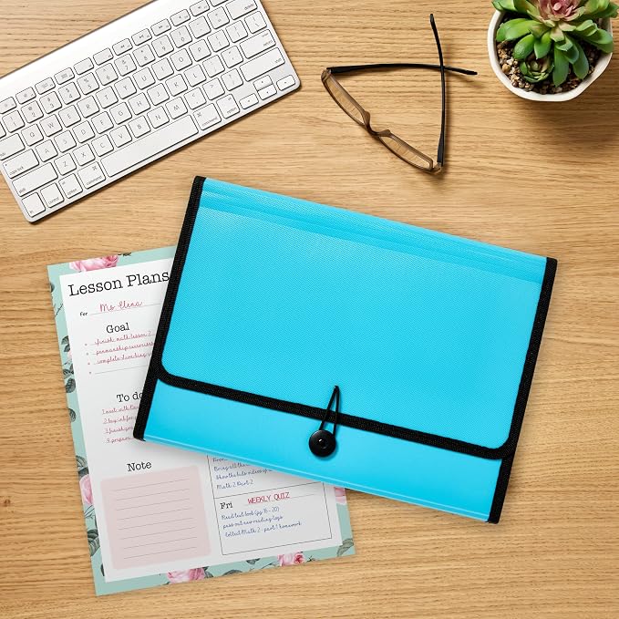 Avery Expanding File Folder Organizer, 13-Pocket Accordion File Organizer, Aqua, Holds 425 Letter/A4-Size Sheets (73554)