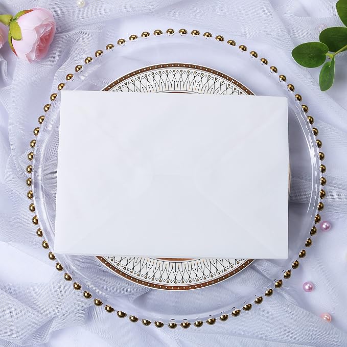 PONATIA 50 PCS/Pack A7 Vellum Envelopes, 5.35 x 7.5'' Vellum Envelopes, Perfect For 5 x 7'' Weddings Invitation Cards, Graduation Invite, Acrylic Invitations, Photos