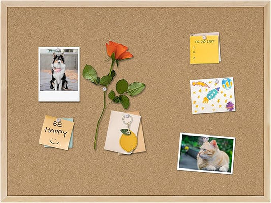 Cork Board Bulletin Board,24x18 Cork Board for Office with Pin Oak Wood Boards,Message Board or Vision Board Decoration.