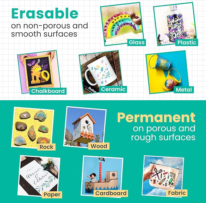 10 Extra Fine Tip Liquid Chalk Markers - 1mm, Chalk Pens with Gold & Silver | Erasable Dry Erase Marker Pens for Blackboard, Windows, Chalkboard Markers, Bistro, Restaurants - Thin Point Chalk Pens Set
