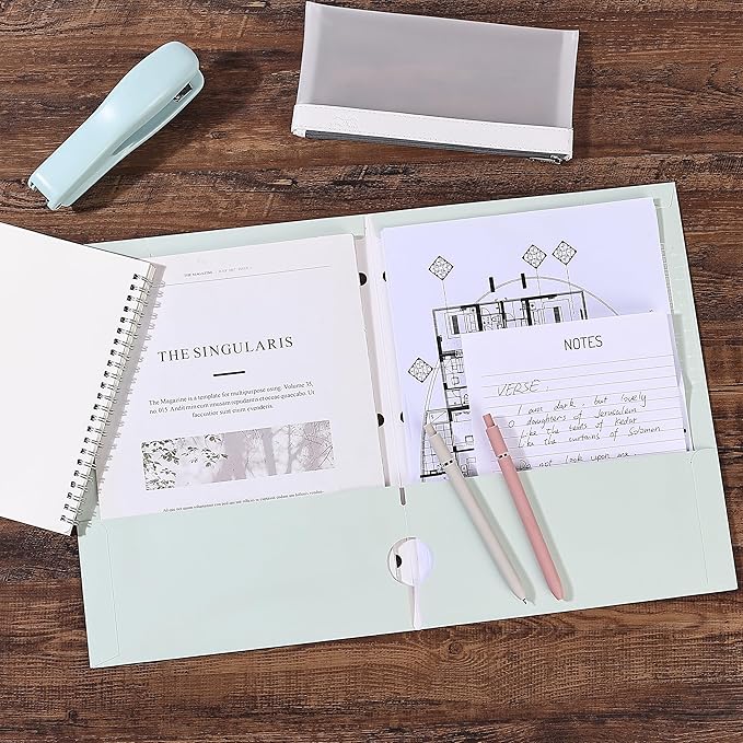 Mr. Pen- Pocket Folders, 4 Pocket, 4 Pack, Pastel Colors, Folders with Pockets 3 Hole Punched, Folder, Binder Folder