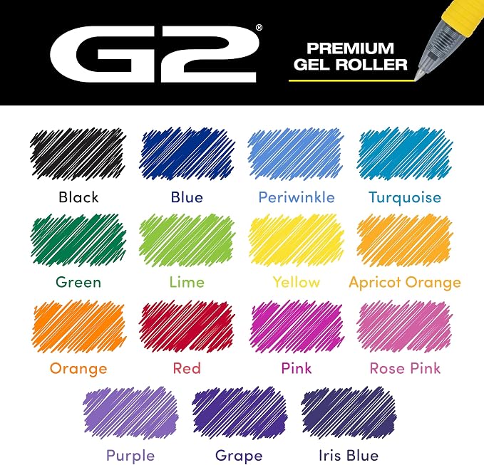 PILOT G2 Gel Roller Pens, G2 Rainbow Colors Pack, 15 Pack Pouch, Assorted
