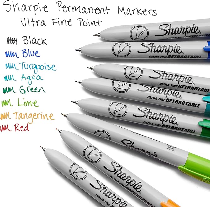 Sharpie Retractable Permanent Markers, Ultra Fine Point, 8 Count