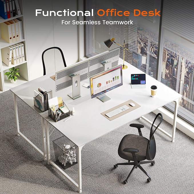 48 X 24 Inch Computer Desk with Deeper Desktop, Gaming Office Writing Work Desk for Home Office, Study, Bedroom, Work from Home, Metal Frame, White