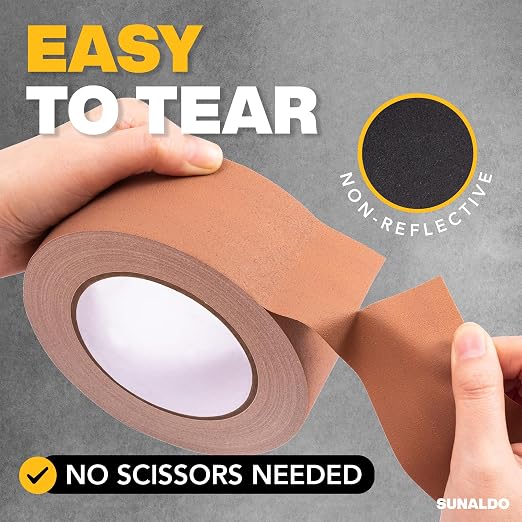 Gaffers Tape (2"x30 yards) Heavy Duty, Easy Rip, No Residue | Brown | Professional Grade Floor Tape for Electrical Cords, Matte Finish Non Reflective, Weather Resistant