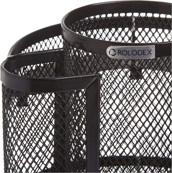 Rolodex Desk Organizer Rotating Office Supply Caddy Mesh Black (6.5" x 6.5" x 6.25") (Pack of 8)