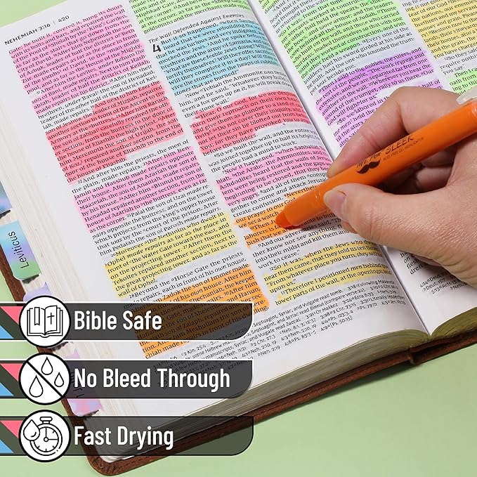 Mr. Pen No Bleed Gel Highlighter, Bible Highlighters, Assorted Colors, Pack of 16