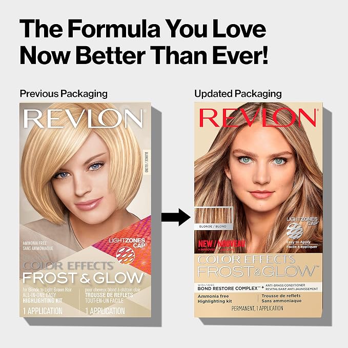 Revlon Color Effects Frost and Glow Hair Highlight Kit, 20 Blonde, 1 Pack | Permanent highlighting kit for at-home hair highlights; ammonia free and paraben free. Permanent hair color and hair dye.