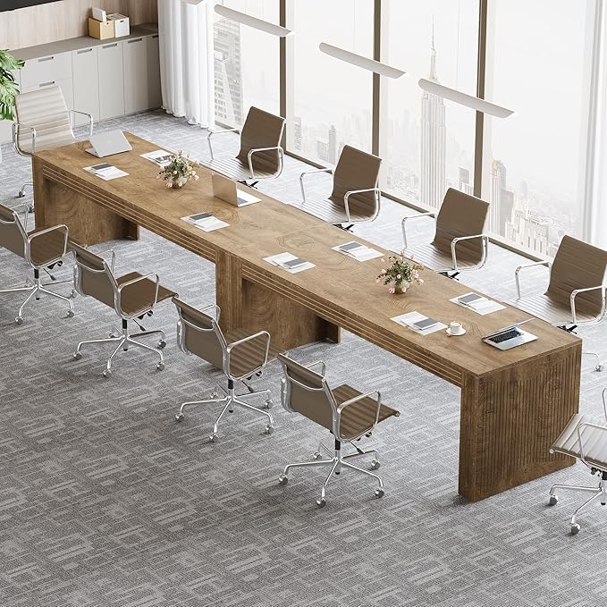 Tribesigns 79-Inch Extra Long Desk Set of 2, Two Person Double Desk for Home Office, Wooden Long Computer Desk Writing Table for Office, Natural Oak