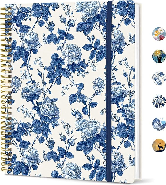 Large Spiral Lined Journal for Women and Men, Notebook for Work | Porcelain Rose 8.5" x 11" Notebooks for Note taking, Writing & Journaling, College Ruled Pages, Plastic Cover