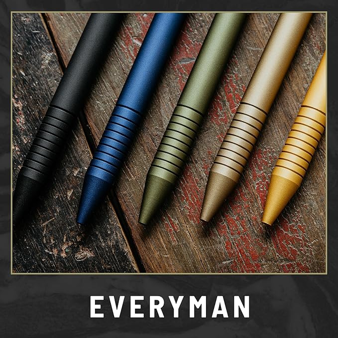 Everyman Military Super Matte Grafton Pen & Refill Set | Refillable Metal 0.7mm Gel Pen with 3 Smooth Black Ink Refills | Premium EDC Writing Tool for Office, Work, Travel & Gifting