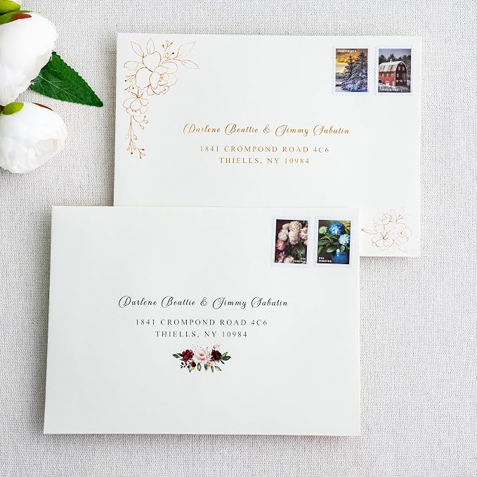 PONATIA 50 Pieces 5x7 Envelopes, Ivory A7 Envelopes Self Seal for Weddings, Invitation Cards, Photos, Postcards, Greeting Cards Mailing, Baby Shower, Graduation, Christmas Gift Cards