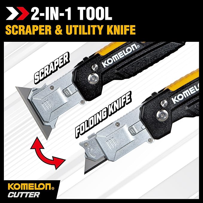 Komelon Folding 2-N-1 Utility Knife & Scraper
