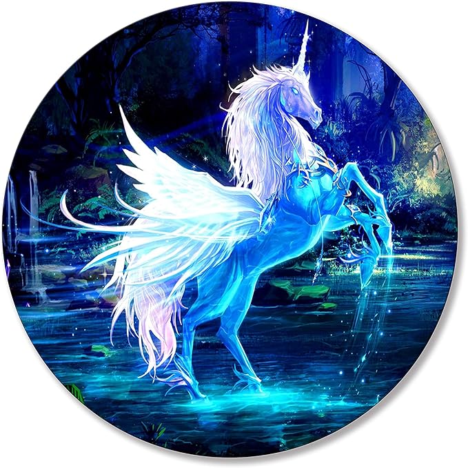 Round Unicorn Mouse Pad - Small Computer Mousepad for Wireless Mouse, Non-Slip Rubber With Personalized Custom Design
