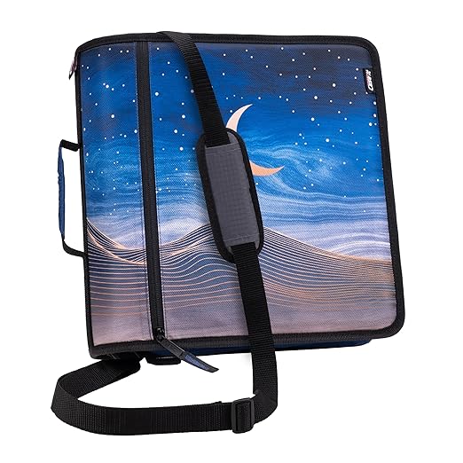 Case-it School Zipper Binder | 3" O-Rings | 600-Sheet | D-146 Desert Night | Mighty Zip Tab, 5-Subject Expanding File Folder, Multiple Pockets, Storage Organizer, Shoulder Strap, Office