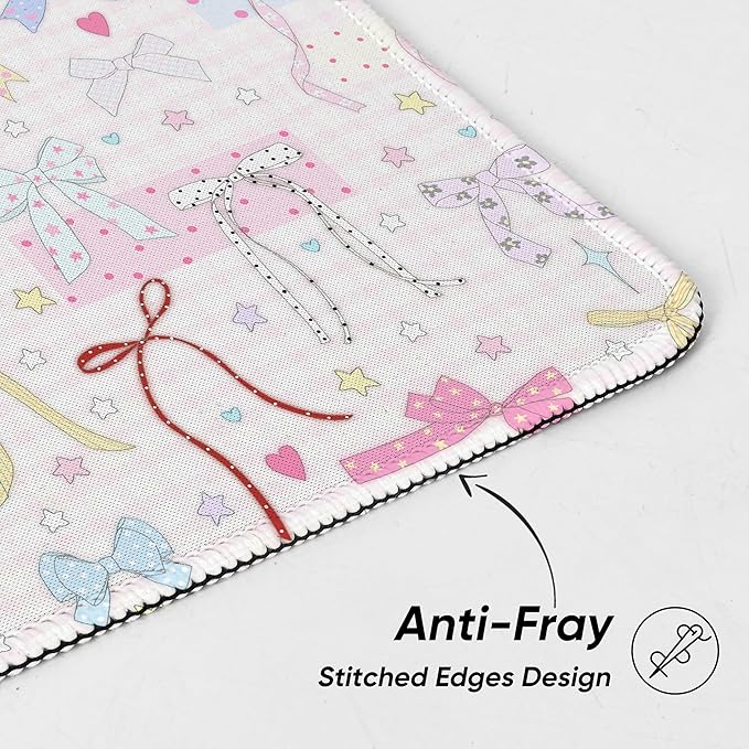 Premium Stitched Mouse Pad 10.2 x 8.3 in | Smooth, Washable Desk Mat with Non-Slip Base | Personalized Cute MousePads for Gaming,Work,Laptop, Computer, Office, Home (Bow ribbon)