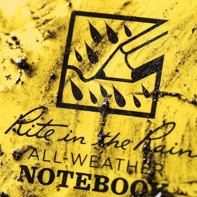 Rite in the Rain Weatherproof Top Spiral Notebook, 3" x 5", Yellow Cover, Universal Pattern, 6 Pack (No. 135L6)